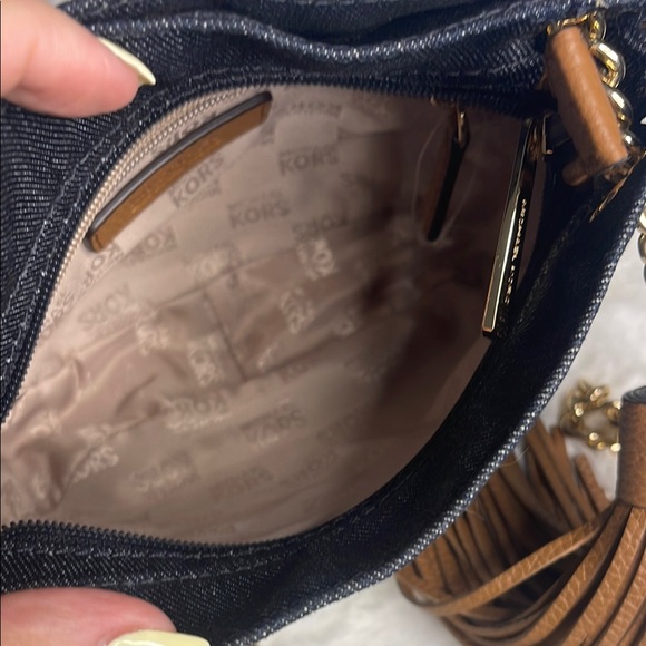 Michael Kors Denim and Tan leather Chain Shoulder/Crossbody Bag - Picture 9 of 16